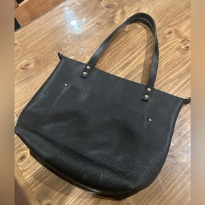 Portland Leather Goods Medium Tote Pebbled Black Leather with zipper
